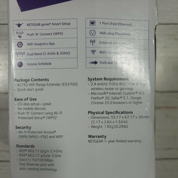 NETGEAR WiFi Range Extender AC750 EX3700 100NAS - Picture 4 of 6